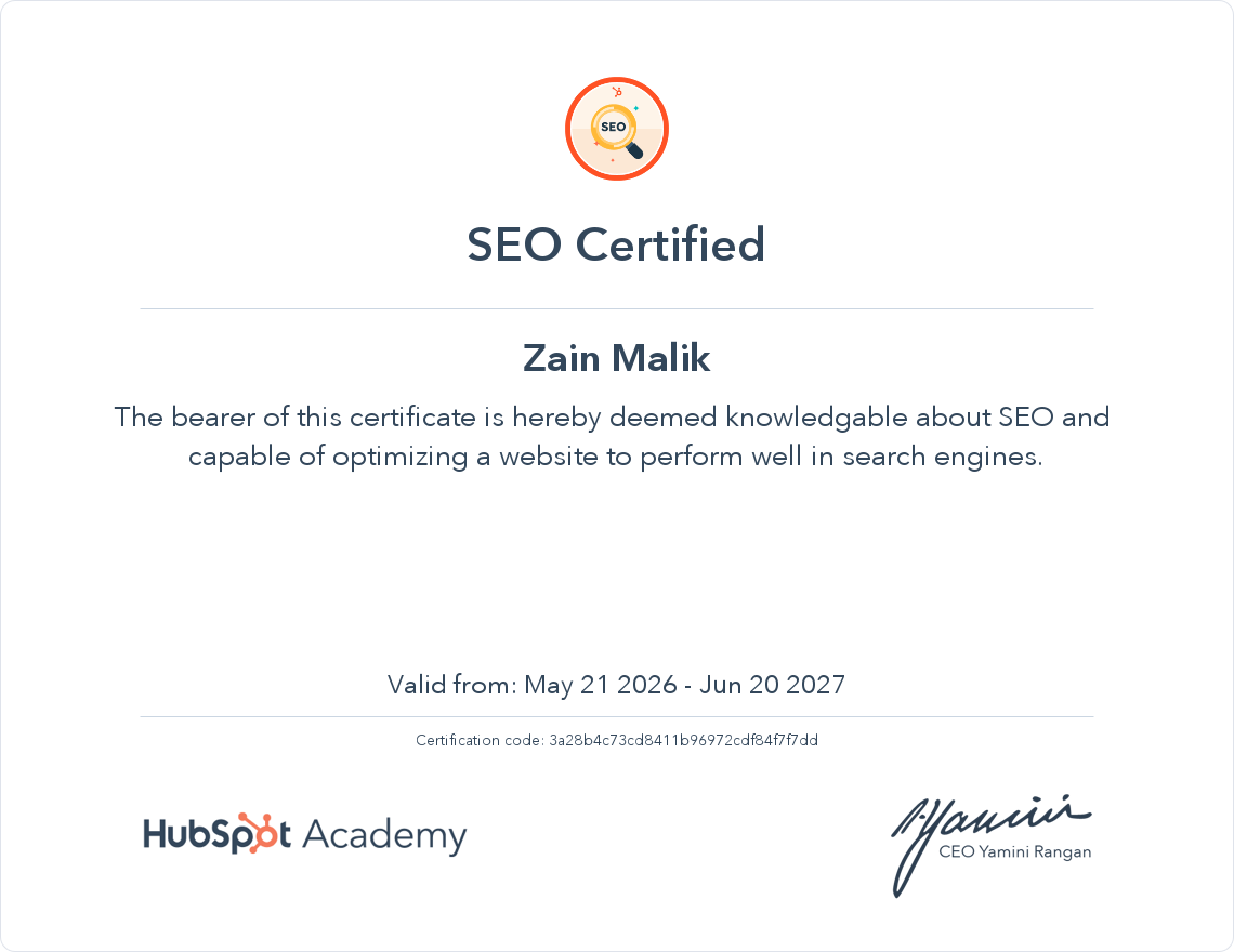 SEO Certification